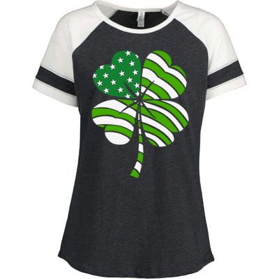 Clover Star St Patrick's Day Festive Holiday Enza Ladies Jersey Colorblock Tee