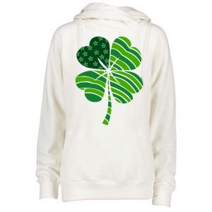 Clover Star St Patrick's Day Festive Holiday Womens Funnel Neck Pullover Hood