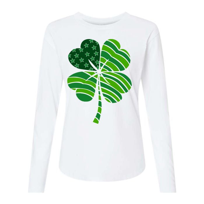 Clover Star St Patrick's Day Festive Holiday Womens Cotton Relaxed Long Sleeve T-Shirt