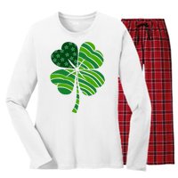 Clover Star St Patrick's Day Festive Holiday Women's Long Sleeve Flannel Pajama Set 