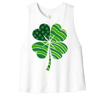 Clover Star St Patrick's Day Festive Holiday Women's Racerback Cropped Tank