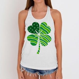 Clover Star St Patrick's Day Festive Holiday Women's Knotted Racerback Tank