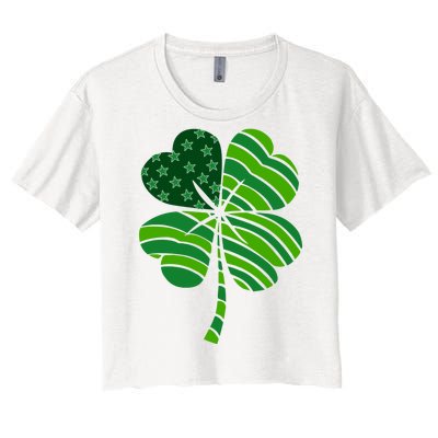 Clover Star St Patrick's Day Festive Holiday Women's Crop Top Tee