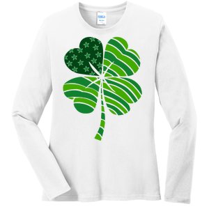 Clover Star St Patrick's Day Festive Holiday Ladies Long Sleeve Shirt