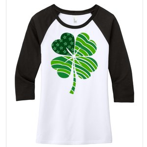 Clover Star St Patrick's Day Festive Holiday Women's Tri-Blend 3/4-Sleeve Raglan Shirt