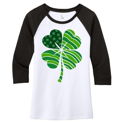 Clover Star St Patrick's Day Festive Holiday Women's Tri-Blend 3/4-Sleeve Raglan Shirt