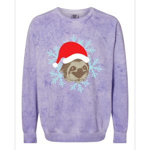 Christmas Sloth Santa Hat Colorblast Crewneck Sweatshirt