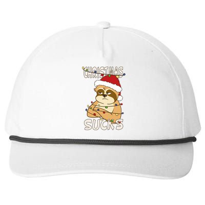 Christmas Sucks Sloth Lazy Merry Christmas Sloth Gift Snapback Five-Panel Rope Hat