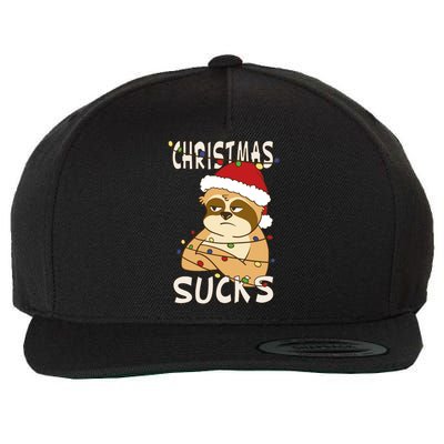 Christmas Sucks Sloth Lazy Merry Christmas Sloth Gift Wool Snapback Cap