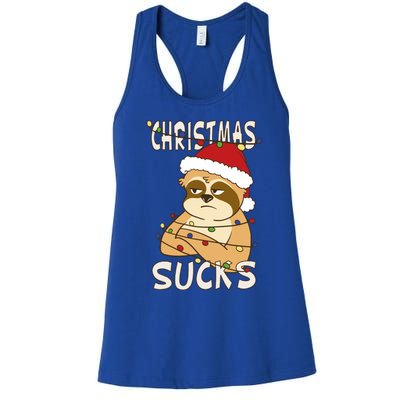 Christmas Sucks Sloth Lazy Merry Christmas Sloth Gift Women's Racerback Tank