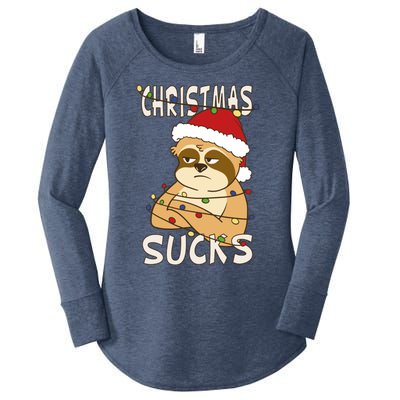 Christmas Sucks Sloth Lazy Merry Christmas Sloth Gift Women's Perfect Tri Tunic Long Sleeve Shirt