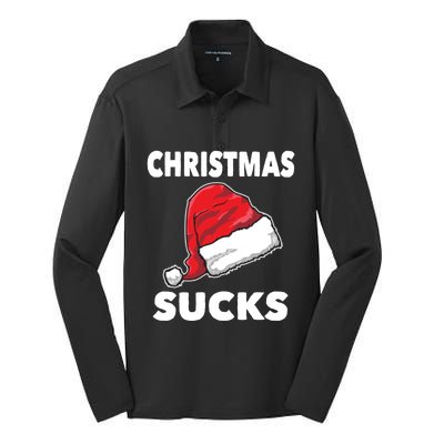 Christmas Sucks Scrooge Gift Silk Touch Performance Long Sleeve Polo