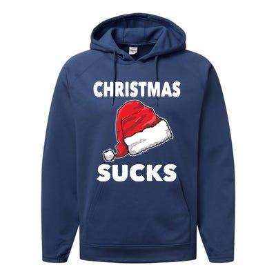 Christmas Sucks Scrooge Gift Performance Fleece Hoodie