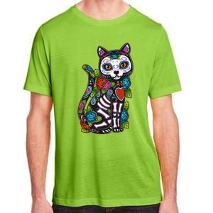 Cat Sugar Skull Mexico Calavera Dia De Los Muertos Halloween Adult ChromaSoft Performance T-Shirt