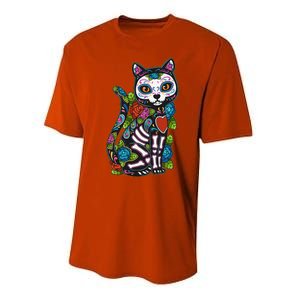 Cat Sugar Skull Mexico Calavera Dia De Los Muertos Halloween Performance Sprint T-Shirt