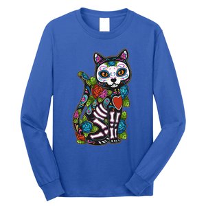 Cat Sugar Skull Mexico Calavera Dia De Los Muertos Halloween Long Sleeve Shirt