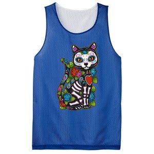 Cat Sugar Skull Mexico Calavera Dia De Los Muertos Halloween Mesh Reversible Basketball Jersey Tank