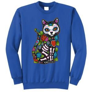 Cat Sugar Skull Mexico Calavera Dia De Los Muertos Halloween Tall Sweatshirt