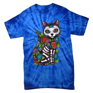 Cat Sugar Skull Mexico Calavera Dia De Los Muertos Halloween Tie-Dye T-Shirt