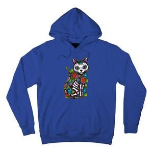 Cat Sugar Skull Mexico Calavera Dia De Los Muertos Halloween Tall Hoodie