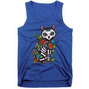 Cat Sugar Skull Mexico Calavera Dia De Los Muertos Halloween Tank Top