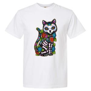 Cat Sugar Skull Mexico Calavera Dia De Los Muertos Halloween Garment-Dyed Heavyweight T-Shirt