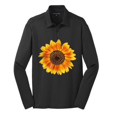 Cute Sunflower Sun Flower Fun Nature Flower Garden Lovers Silk Touch Performance Long Sleeve Polo