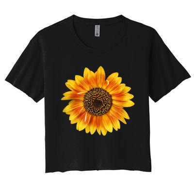 Cute Sunflower Sun Flower Fun Nature Flower Garden Lovers Women's Crop Top Tee