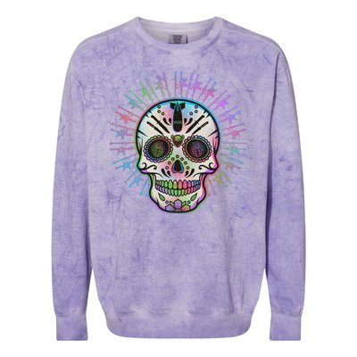 Colorful Sugar Skull Weapons Colorblast Crewneck Sweatshirt