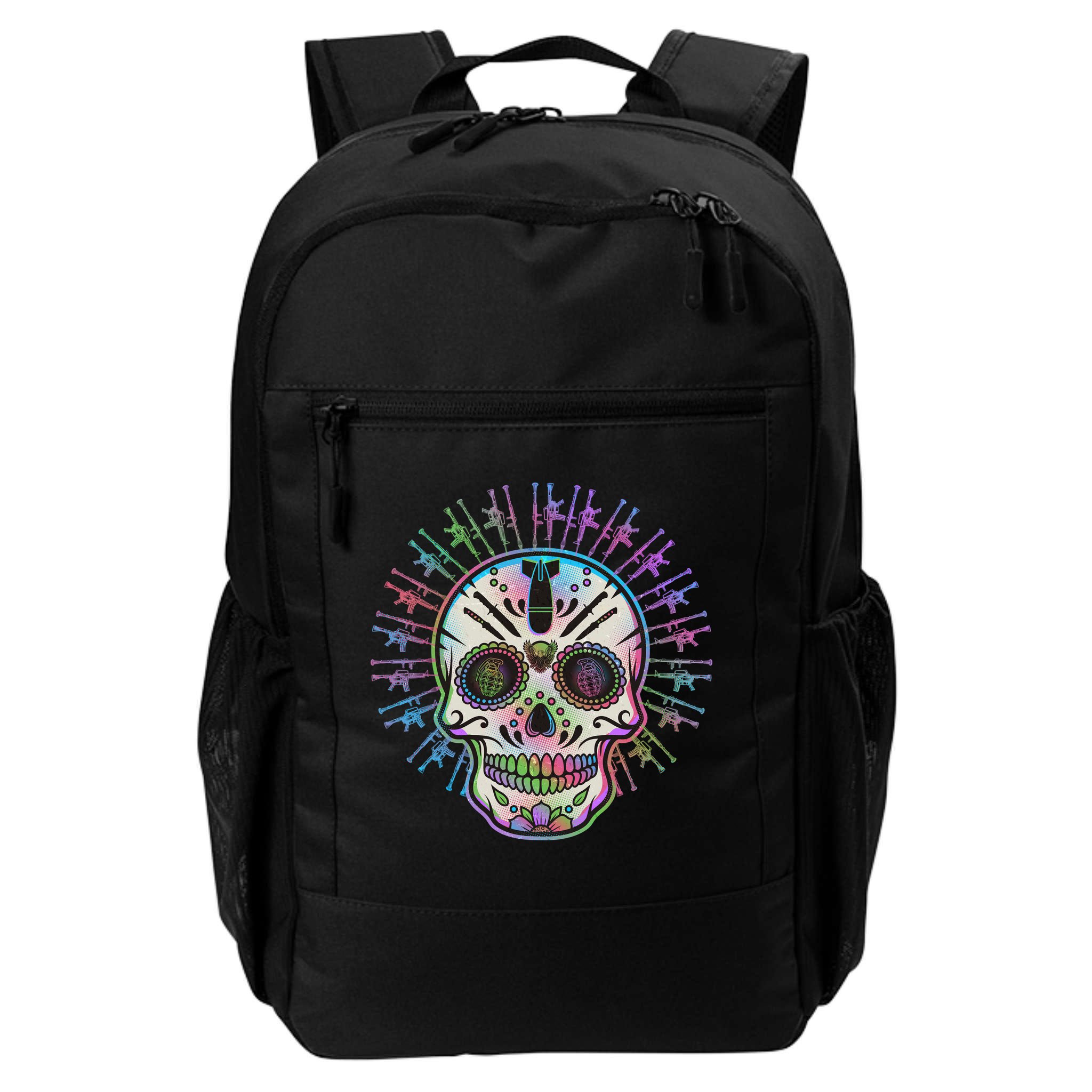 Colorful Sugar Skull Weapons Backpack
