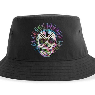 Colorful Sugar Skull Weapons Sustainable Bucket Hat