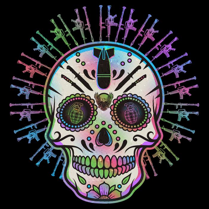Colorful Sugar Skull Weapons Flatbill Hat