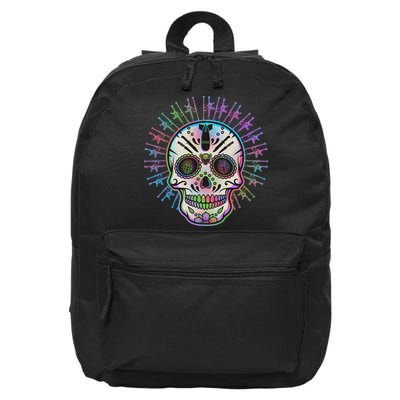 Colorful Sugar Skull Weapons 16 in Basic Backpack