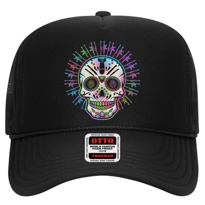 Colorful Sugar Skull Weapons Trucker Hat