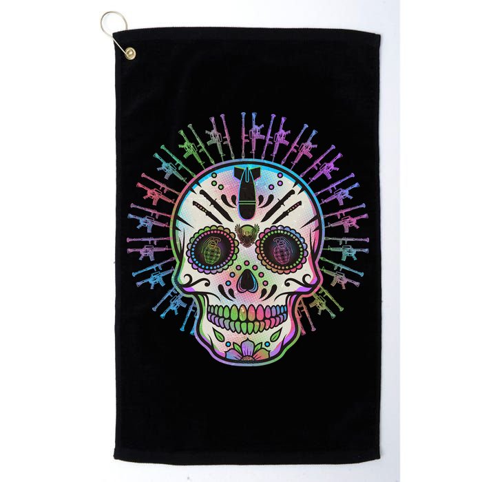 Colorful Sugar Skull Weapons Golf Towel