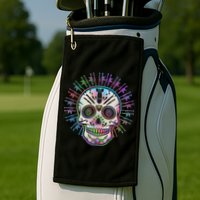 Colorful Sugar Skull Weapons Golf Towel