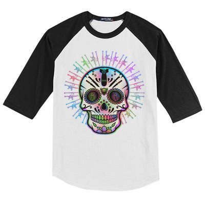 Colorful Sugar Skull Weapons Kids Colorblock Raglan Jersey