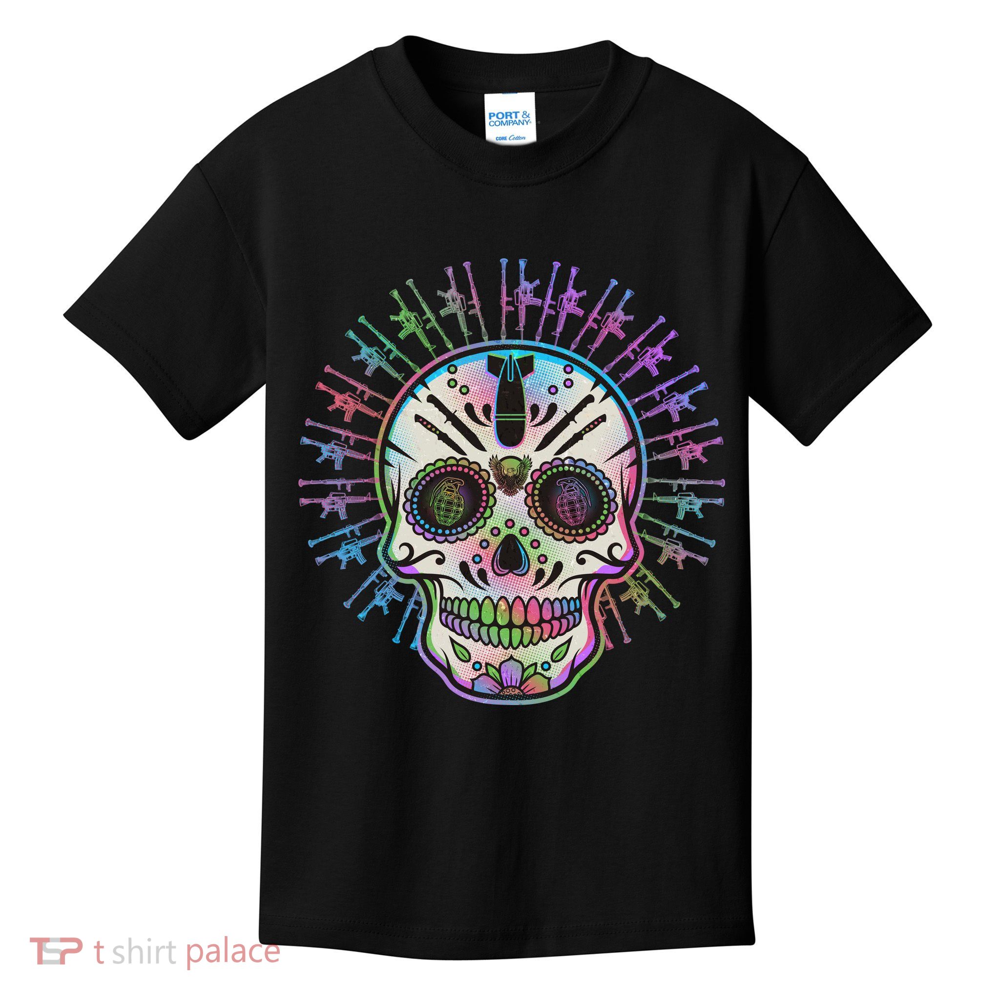 Colorful Sugar Skull Weapons Kids T-Shirt