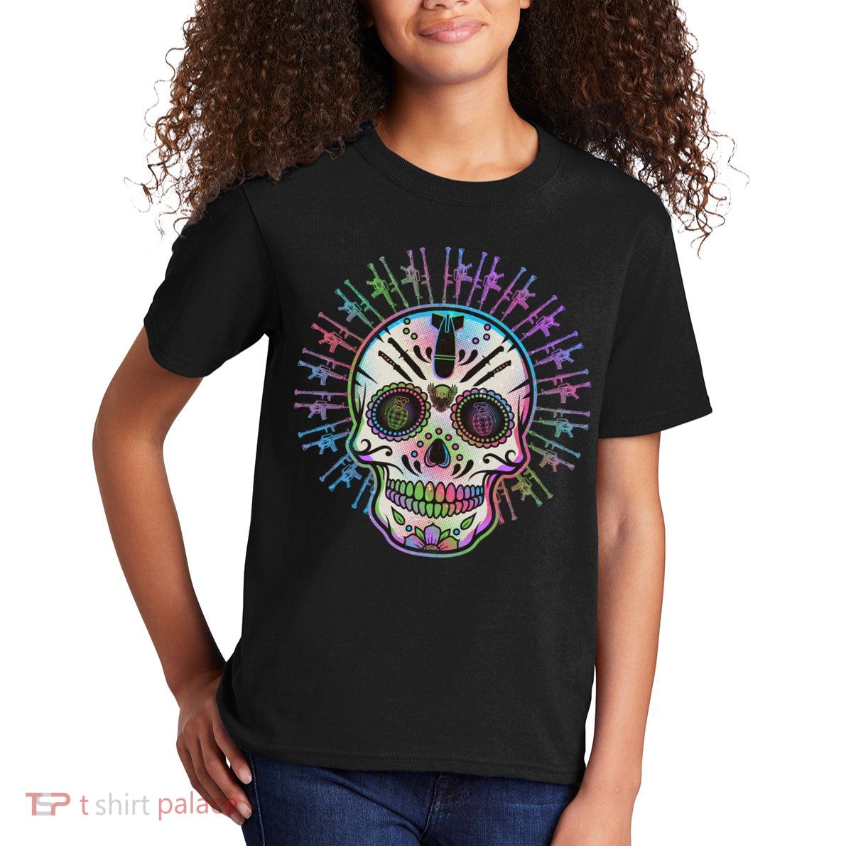Colorful Sugar Skull Weapons Kids T-Shirt
