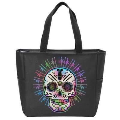 Colorful Sugar Skull Weapons Zip Tote Bag