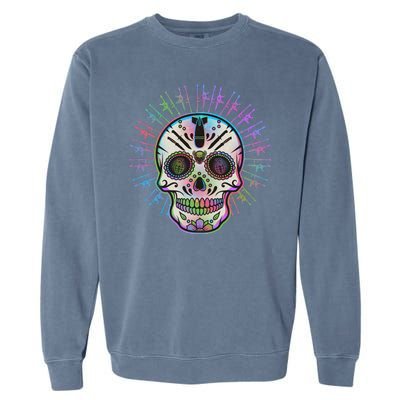 Colorful Sugar Skull Weapons Garment-Dyed Sweatshirt