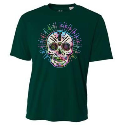 Colorful Sugar Skull Weapons Cooling Performance Crew T-Shirt