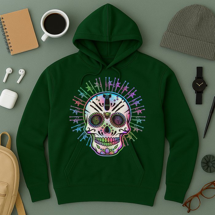 Colorful Sugar Skull Weapons Hoodie