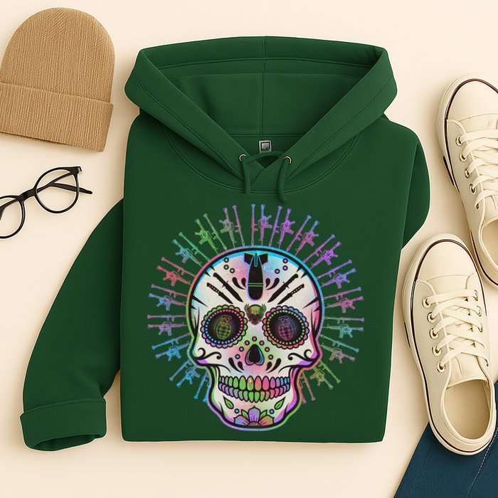 Colorful Sugar Skull Weapons Hoodie
