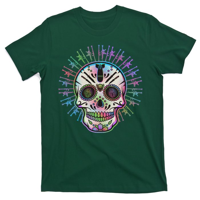 Colorful Sugar Skull Weapons T-Shirt