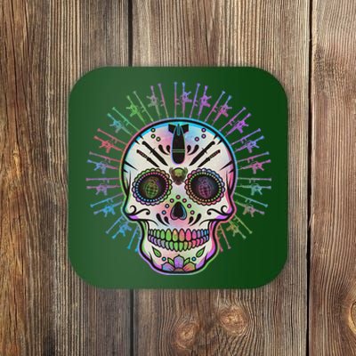 Colorful Sugar Skull Weapons Coaster