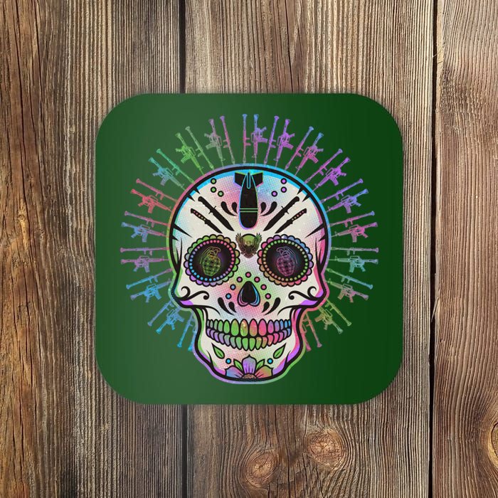 Colorful Sugar Skull Weapons Coaster