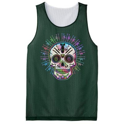 Colorful Sugar Skull Weapons Mesh Reversible Basketball Jersey Tank