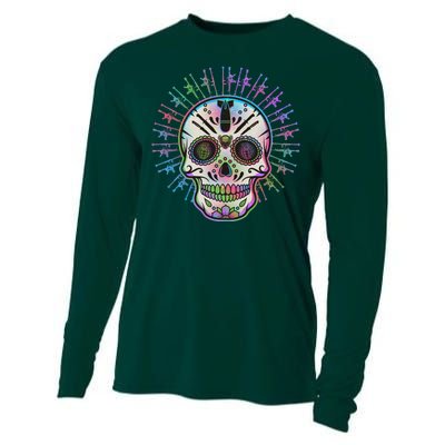 Colorful Sugar Skull Weapons Cooling Performance Long Sleeve Crew