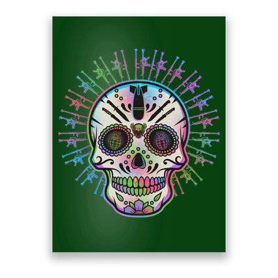 Colorful Sugar Skull Weapons Poster